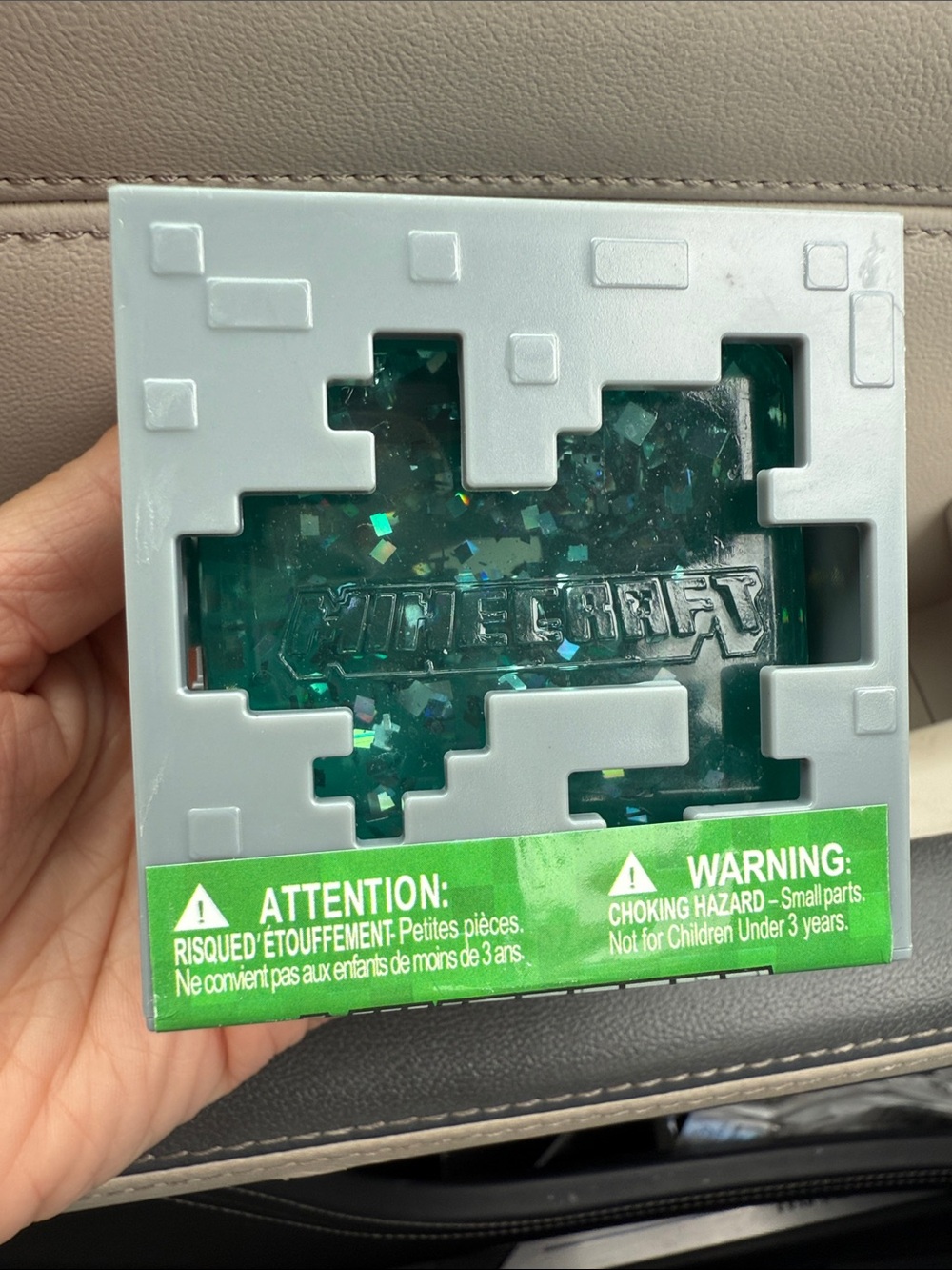 Viral-Minecraft Blue Glitter Jelly Cube in Themed Block Container